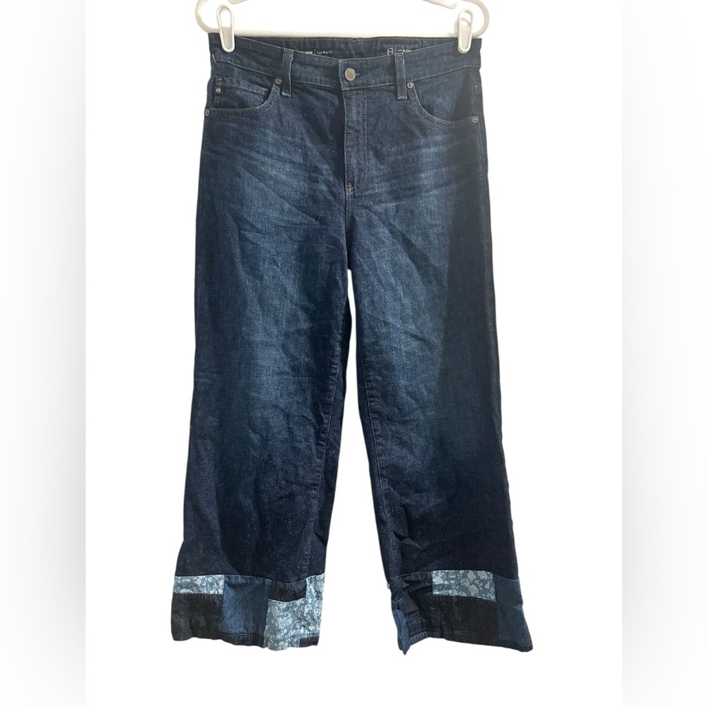 AG Adriano Goldschmied Saige Wide leg Patchwork Crop Jeans size 28